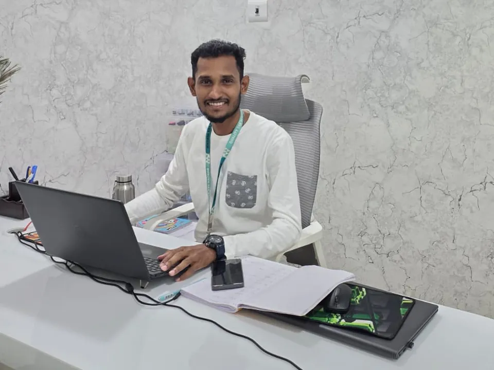 QTS team member working in his cabin